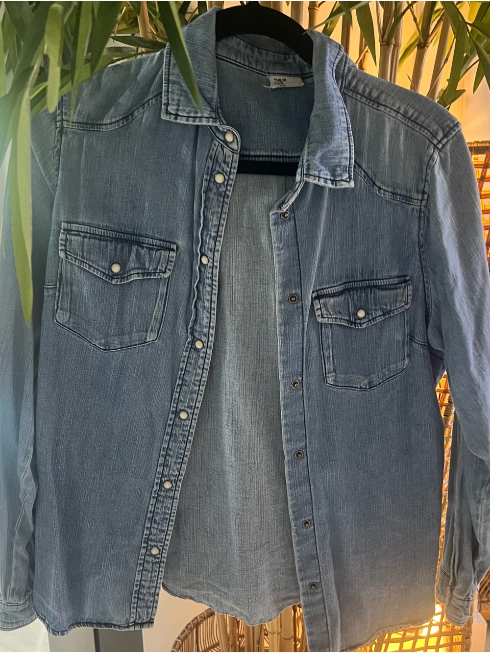 H&M Light Blue Denim Button-Down Shirt